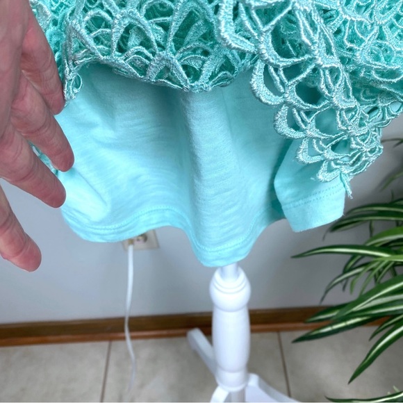 Cato, Plus Size 18/20W Sleeveless Top Pastel Green Eyelet Tiered EUC - Picture 6 of 11